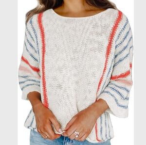 Dokotoo Womens Casual Color Block Striped XXL Lightweight Comfy Cable Knit